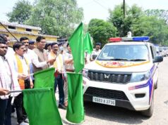 वित्त मंत्री ओपी चौधरी ने रायगढ़ को मिली 16 अत्याधुनिक डायल-112 ईआरवी वाहनों को दिखाई हरी झंडी