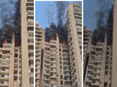 नोएडा में फिर AC ब्लास्ट से मची अफरा-तफरी, हाइराइज बिल्डिंग में लगी भीषण आग