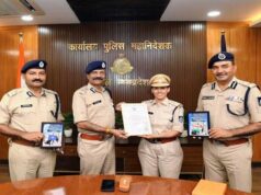 डीजीपी कैलाश मकवाणा से किलिमंजारो फतह करने वाली निरीक्षक मती दीपिका गौतम ने सौजन्य भेंट की